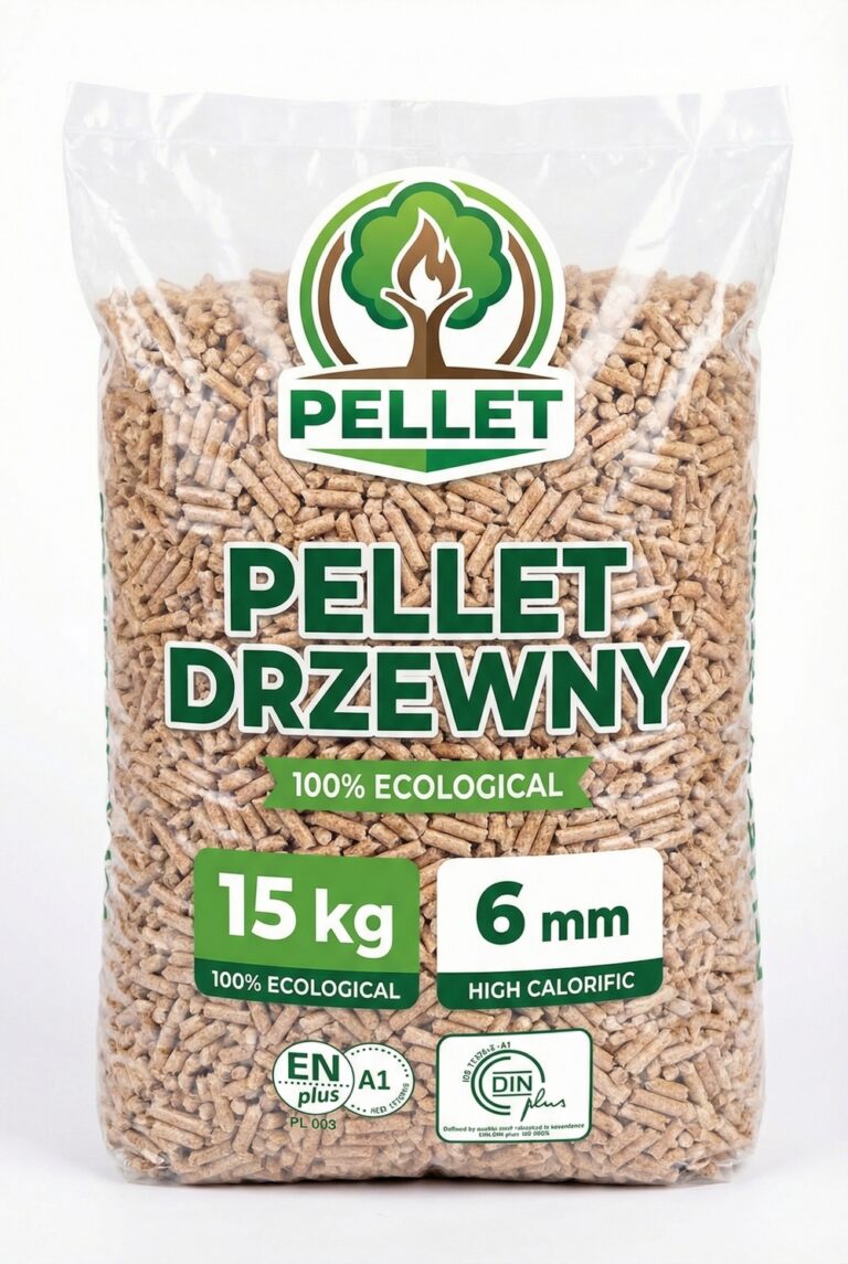 Ekologiczny pellet drzewny 15 kg, 6 mm, idealny do efektywnego ogrzewania. Doskonały wybór dla osób poszukujących ekologicznych źródeł energii z możliwością dostawy.