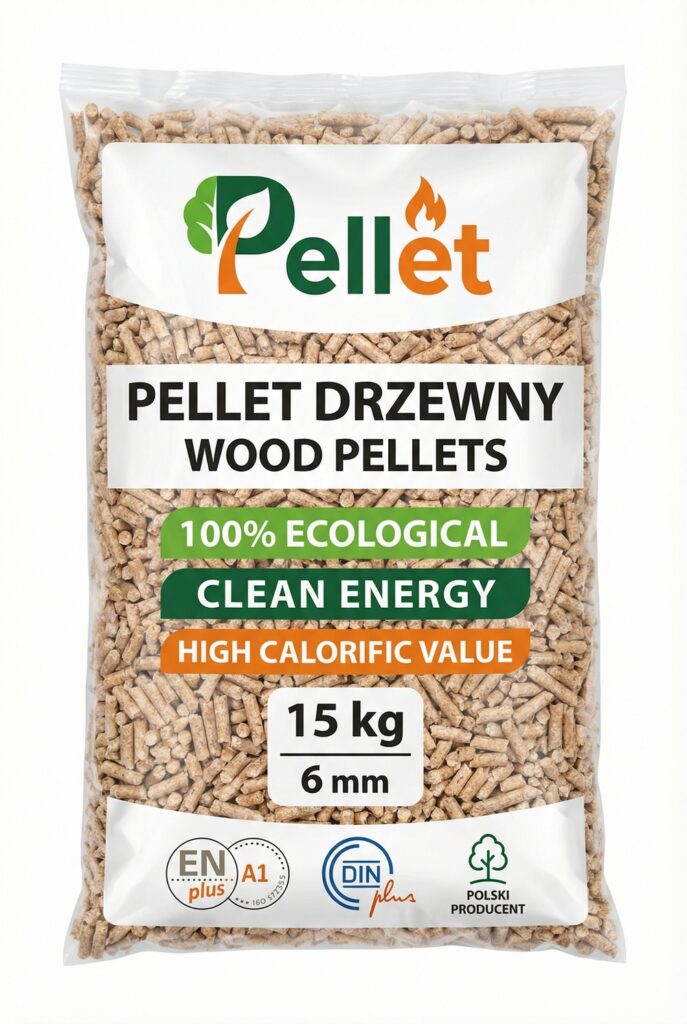 Ekologiczny pellet drzewny w opakowaniu 15 kg, idealny do efektywnego ogrzewania. Produkowany z naturalnych surowc&oacute;w, oferujący wysoką wartość kaloryczną. Pellet z dostawą do domu, zapewnia czystą energię dla Twojego kominka lub pieca. - Sadkowice