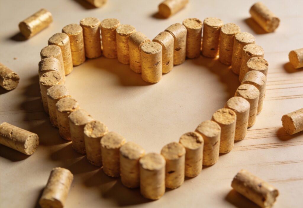 Puszcza Mariańska - Serce z pelletu drzewnego, idealne do ekologicznego ogrzewania, z możliwością dostawy do domu.